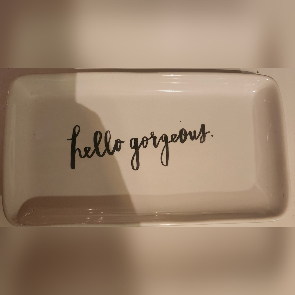 Rae Dunn hello gorgeous retangle plate